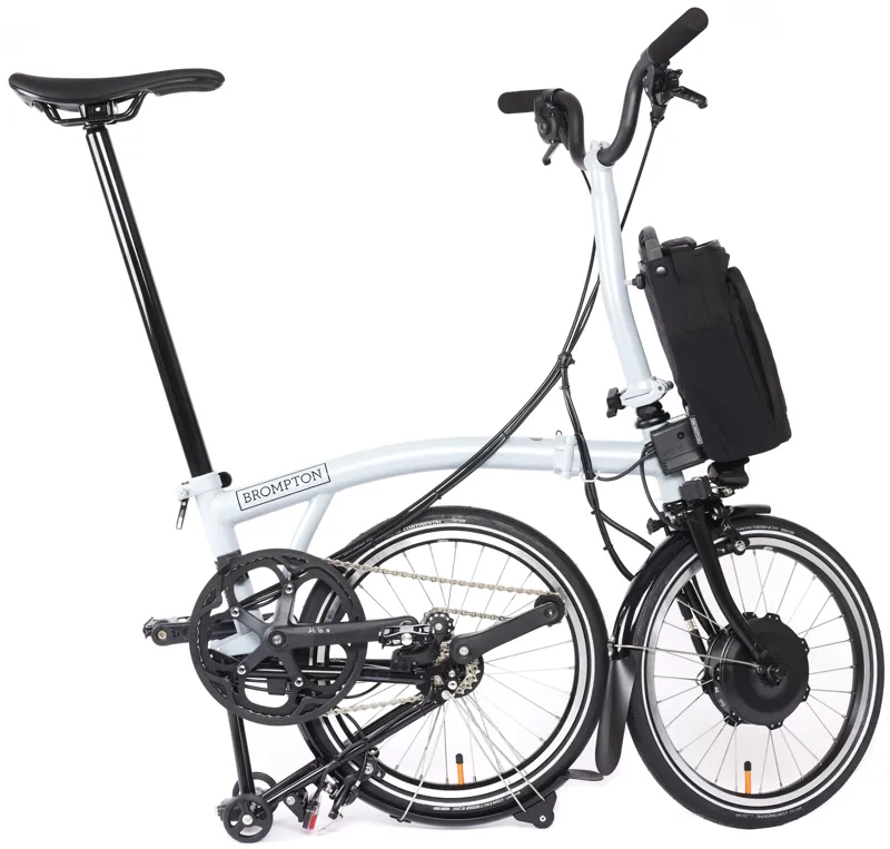 Brompton Electric P Line Explore 12 Speed Folding Bike 2024 in Lunar Ice-2
